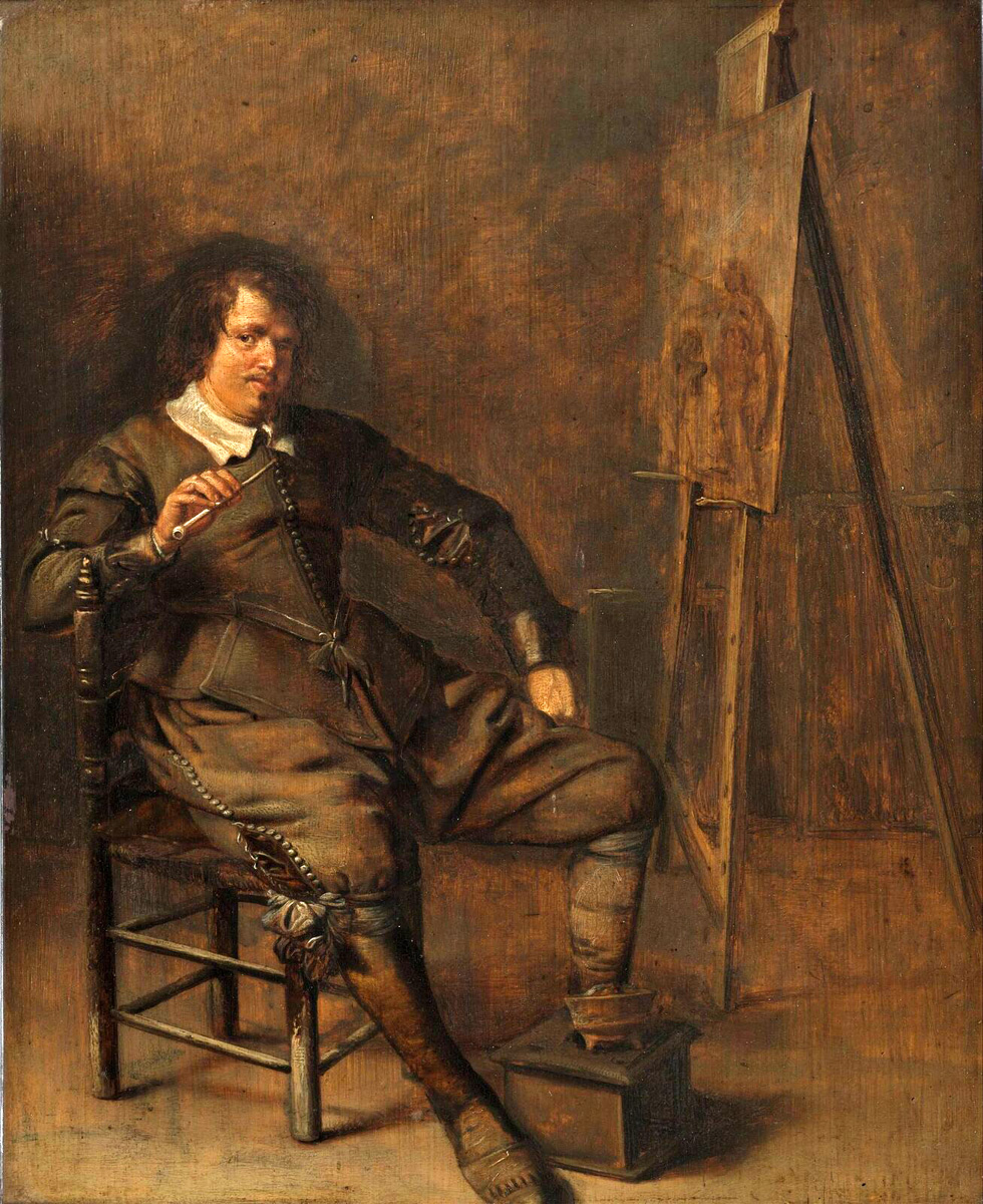 a painter in front of his easel